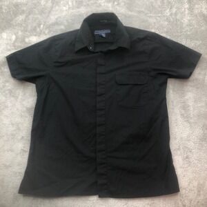 Andrew Fezza New York Mens Black Stretch Short Sleeve Button Up Shirt‎
